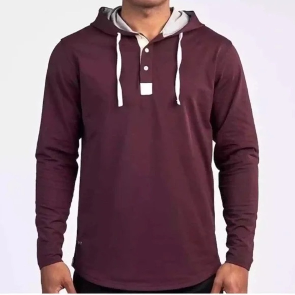 BYLT Basics Drop-Cut: LUX Hooded Henley, medium